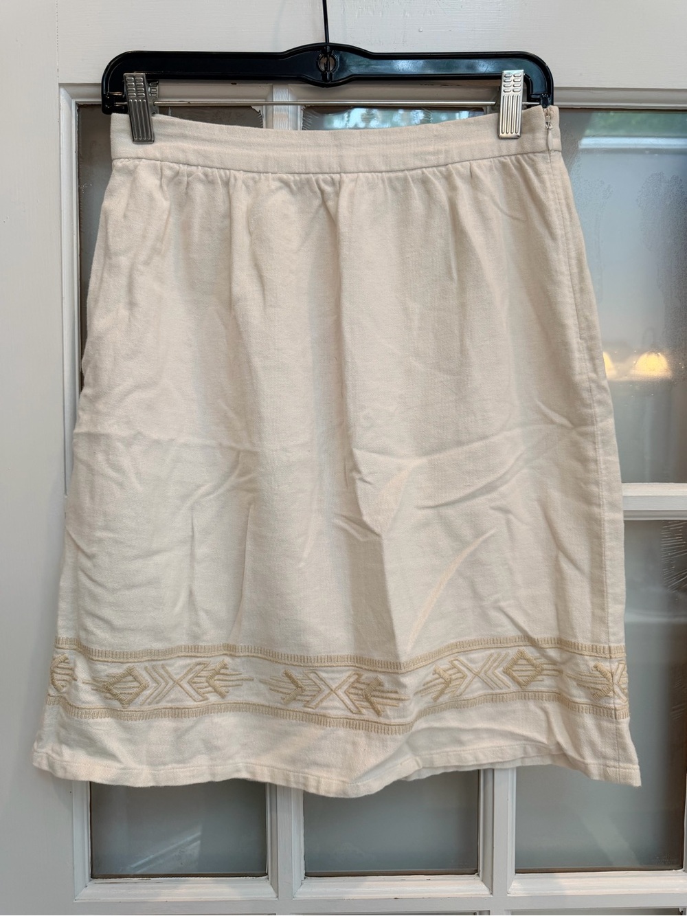 Pendleton Ivory Cream Embroidered Aztec Boho Southwestern Skirt Size XS